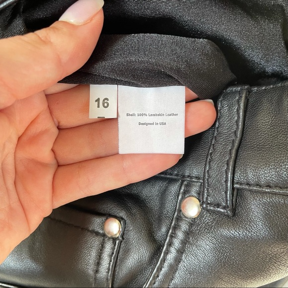 CREER New York 100% Lambskin Leather Black Moto Fitted Pants - Picture 7 of 8